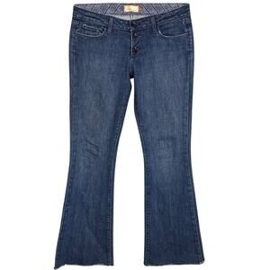Paige Jeans Low Rise Flare Leg Raw Button Fly Hem Size 30 Vintage Y2K Festival